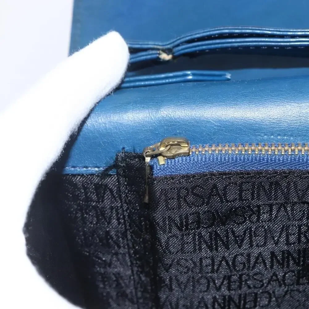 Gianni Versace Leather Clutch Bag Blue